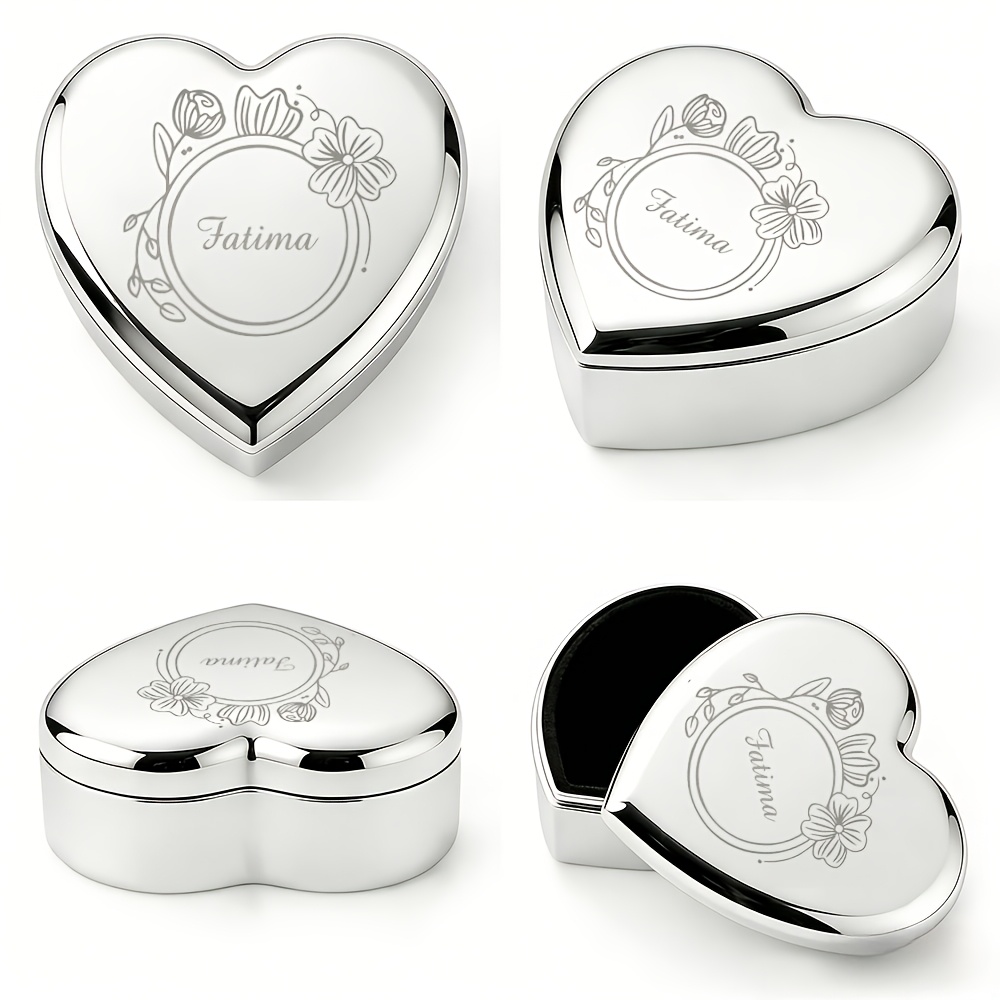 Personalized Heart-Shaped Metal Jewelry Box with Exquisite Patterns